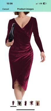 Women's XL Size Long Sleeve Velvet Bodycon Dress Sexy Cocktail Party Dress